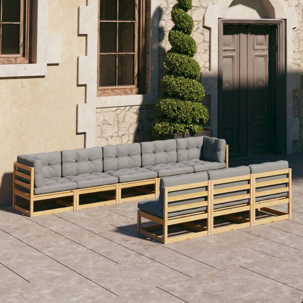 vidaXL 8 Piece Garden Lounge Set with Cushions Solid Pinewood