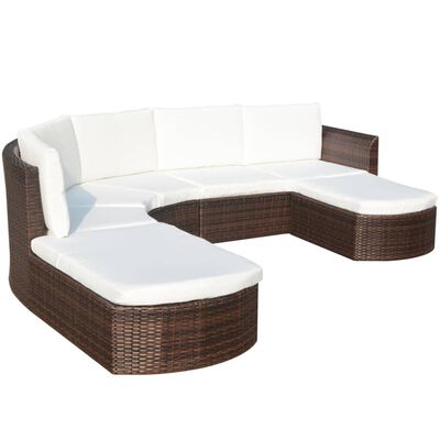 vidaXL 4 Piece Garden Lounge Set with Cushions Poly Rattan Brown