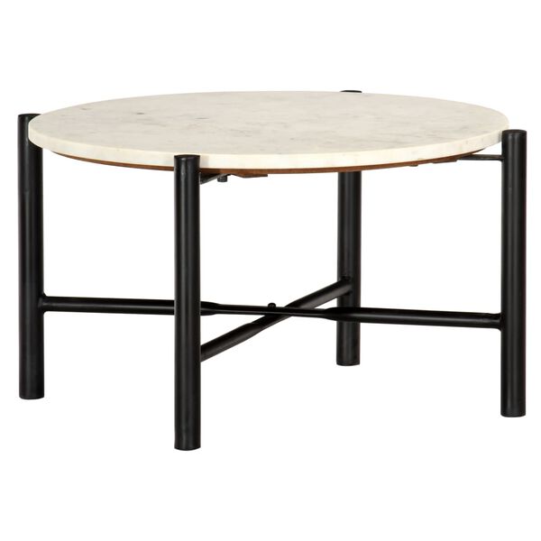 vidaXL Coffee Table White 60x60x35 cm Real Stone with Marble Texture