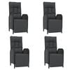vidaXL 5 Piece Garden Dining Set with Cushions Black Poly Rattan