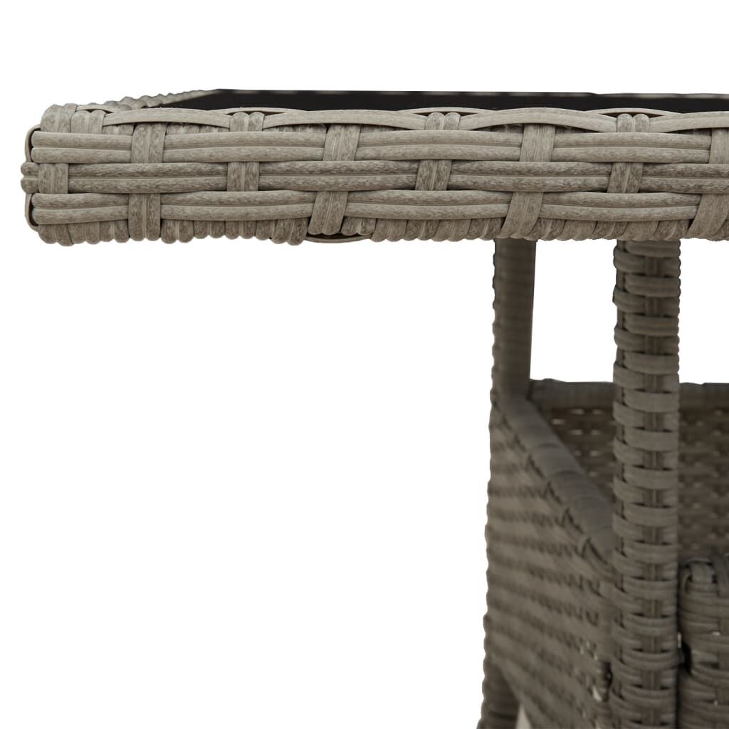 vidaXL Garden Table with Glass Top Light Grey 80x80x75 cm Poly Rattan