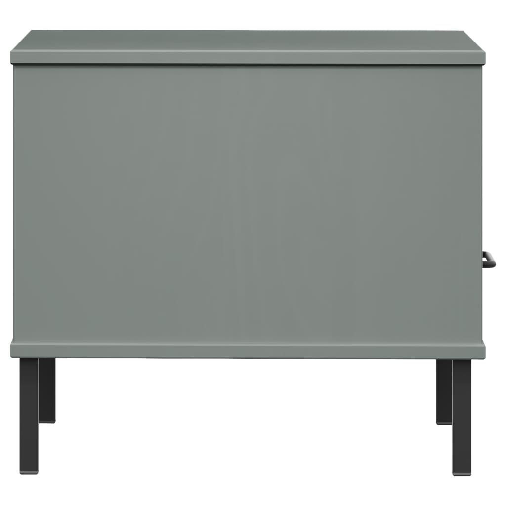 vidaXL Bedside Table with Metal Legs Grey Solid Wood Pine OSLO