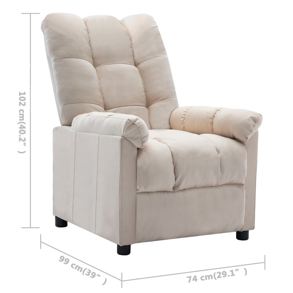 vidaXL Electric Recliner Chair Cream Fabric