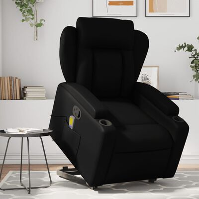 vidaXL Stand up Massage Recliner Chair Black Faux Leather