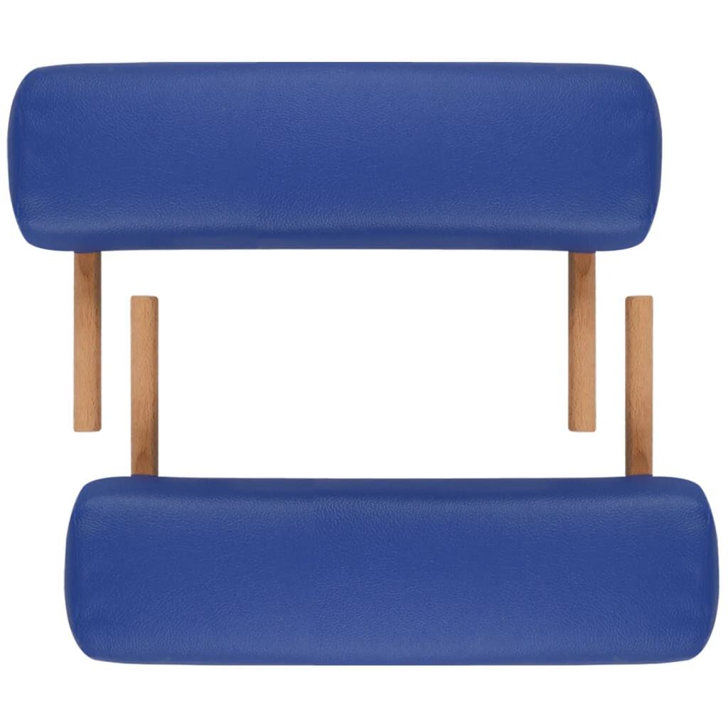 vidaXL Blue Foldable Massage Table 2 Zones with Wooden Frame