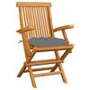 vidaXL Garden Chairs with Grey Cushions 6 pcs Solid Teak Wood