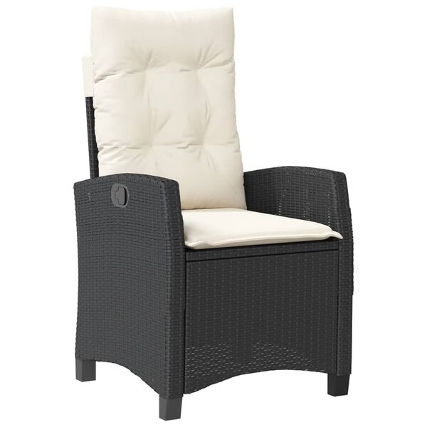 vidaXL 3 Piece Garden Dining Set with Cushions Black Poly Rattan