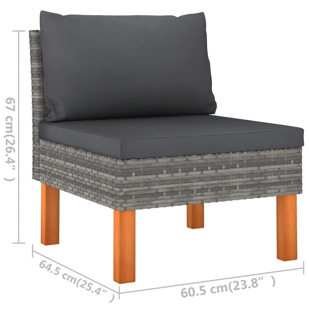 vidaXL 6 Piece Garden Lounge Set with Cushions Poly Rattan Grey