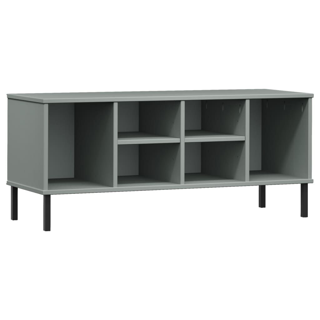 vidaXL Shoe Rack with Metal Legs Grey 106x35x45 cm Solid Wood OSLO