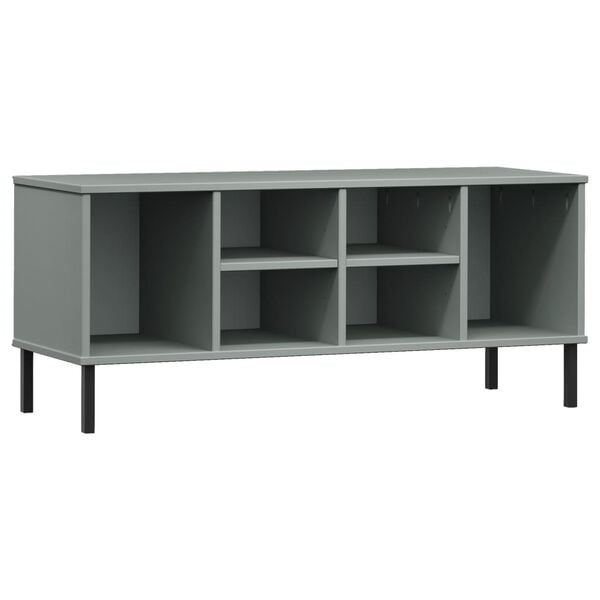 vidaXL Shoe Rack with Metal Legs Grey 106x35x45 cm Solid Wood OSLO