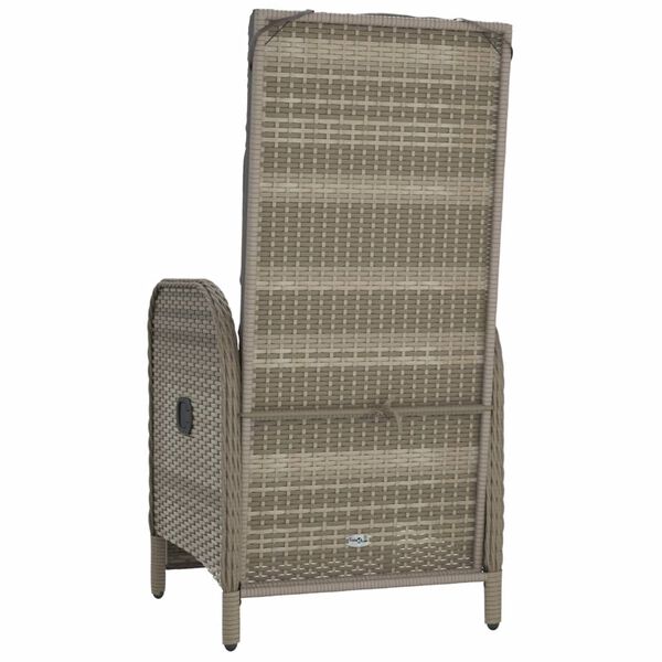 vidaXL Outdoor Reclining Chairs with Cushions 2 pcs Poly Rattan Grey