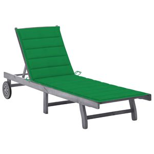 vidaXL Garden Sun Lounger with Cushion Grey Solid Acacia Wood