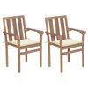 vidaXL Garden Chairs 2 pcs with Cream Cushions Solid Teak Wood