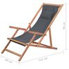 vidaXL Folding Beach Chair Fabric and Wooden Frame Grey