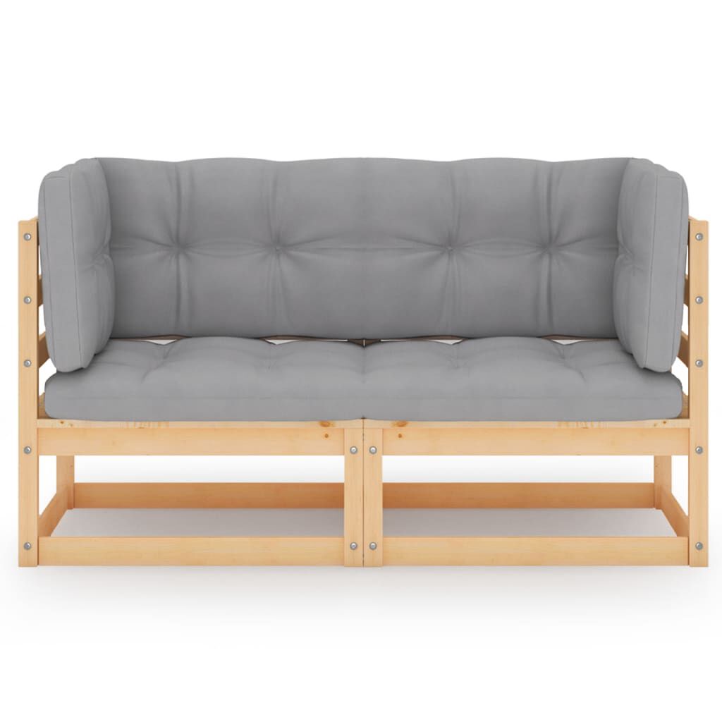 vidaXL 2-Seater Garden Sofa with Cushions Solid Pinewood