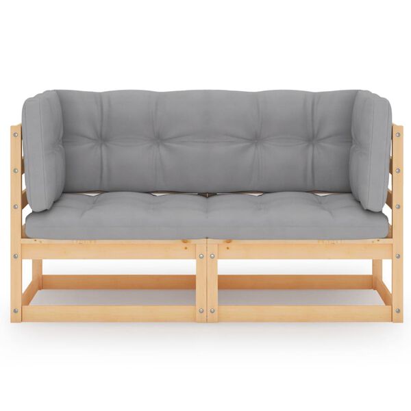 vidaXL 2-Seater Garden Sofa with Cushions Solid Pinewood