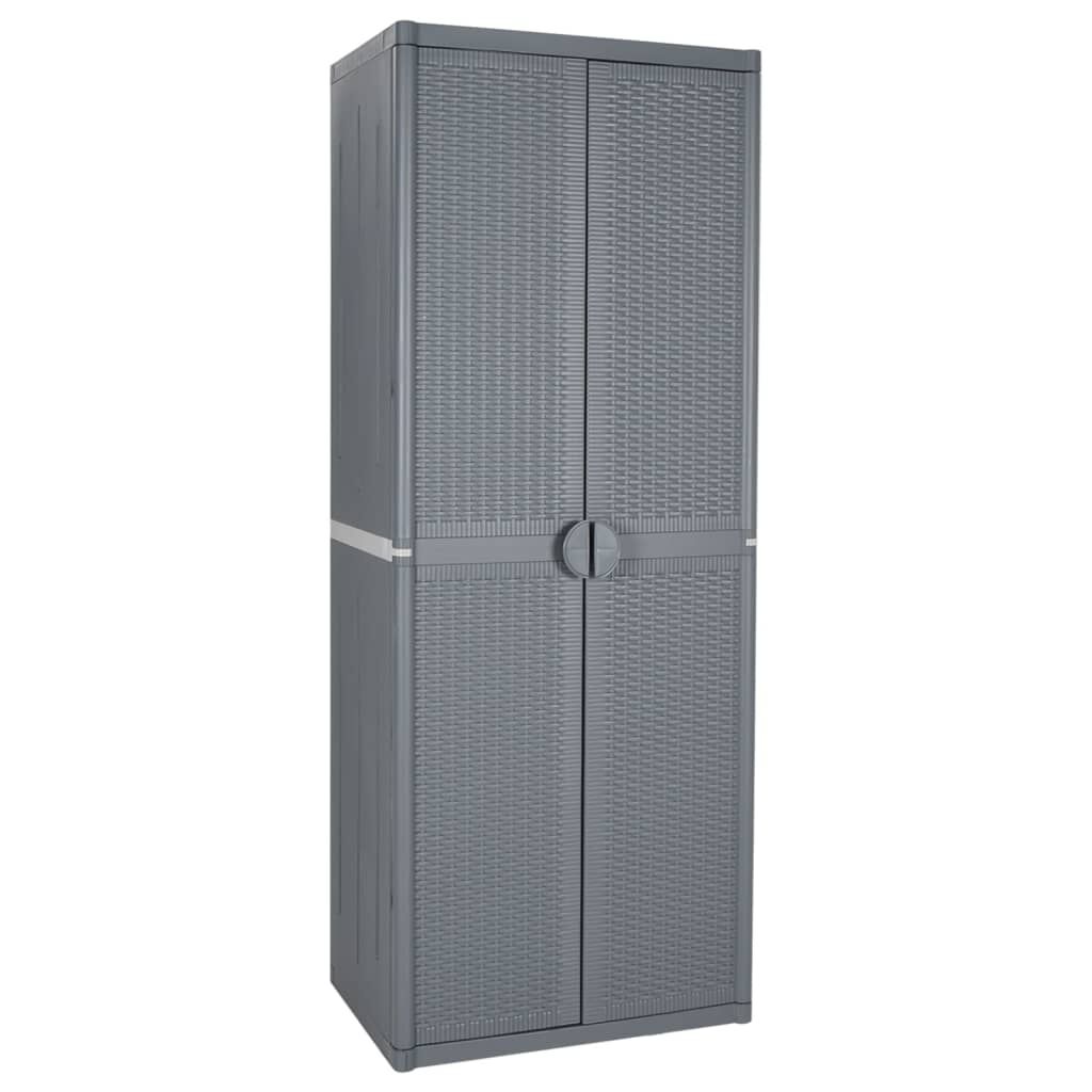 vidaXL Garden Storage Cabinet Grey 65x45x172 cm PP Rattan
