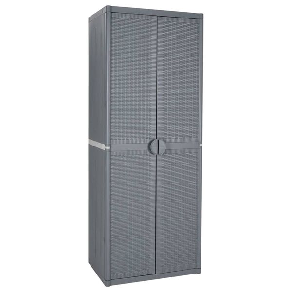 vidaXL Garden Storage Cabinet Grey 65x45x172 cm PP Rattan