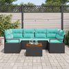 vidaXL Garden Sofa Set 7 pcs Black and turquoise