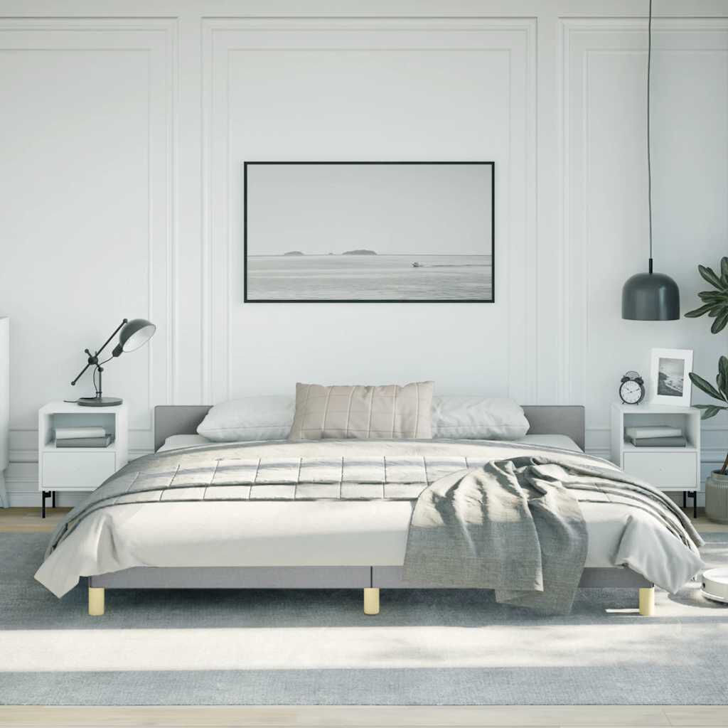 vidaXL Bed Frame without Mattress Light Grey King Fabric
