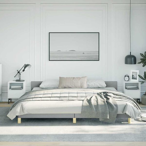vidaXL Bed Frame without Mattress Light Grey King Fabric