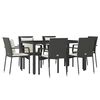 vidaXL 7 Piece Garden Dining Set with Cushions Black Poly Rattan