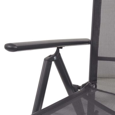 vidaXL Reclining Deck Chair Aluminium and Textilene Black