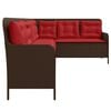 vidaXL Garden Sofa with Cushions L-Shaped Brown Poly Rattan