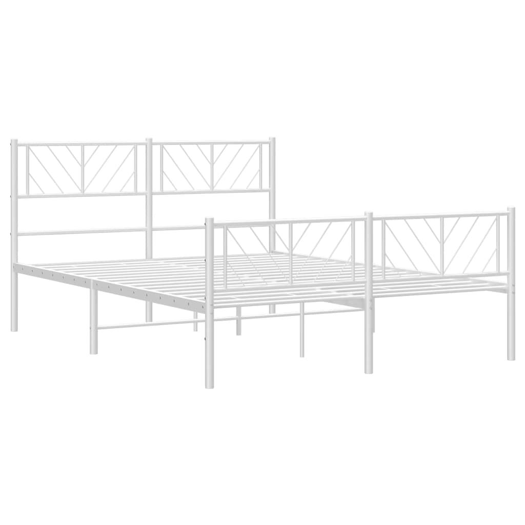vidaXL Metal Bed Frame without Mattress with Footboard White 135x190cm