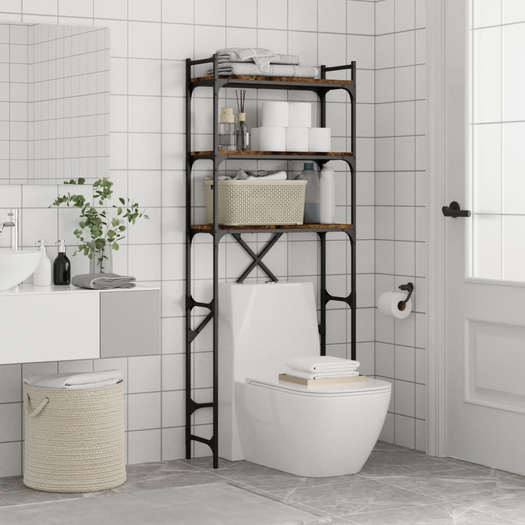 vidaXL Washing Machine Shelf Smoked Oak 67x25x163 cm Engineered Wood
