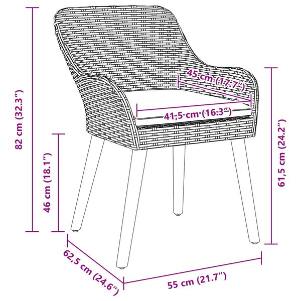 vidaXL Garden Chairs with Cushions 2 pcs Beige Poly Rattan