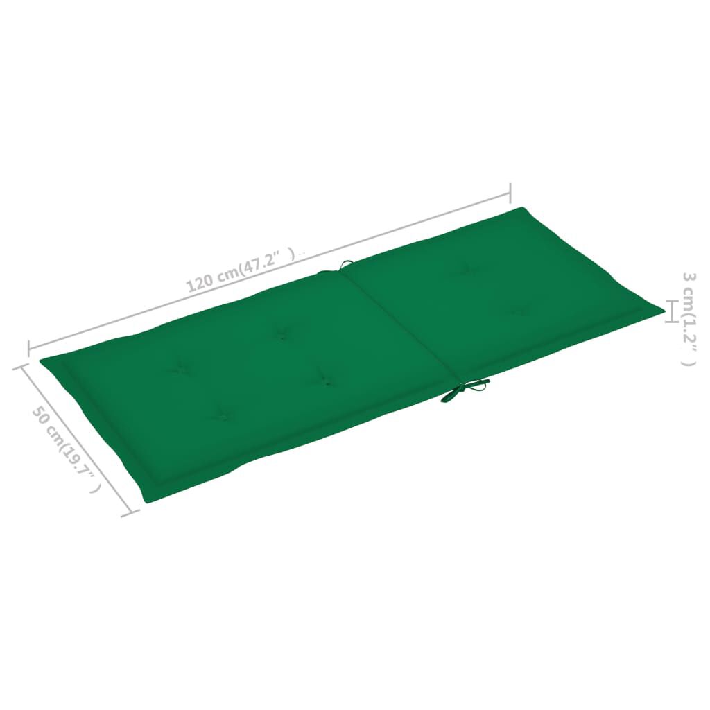 vidaXL Garden Chairs 2 pcs with Green Cushions Solid Teak Wood