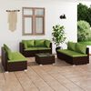 vidaXL 7 Piece Garden Lounge Set with Cushions Poly Rattan Brown