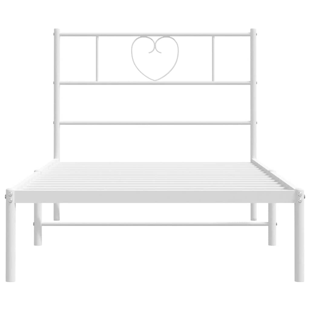 vidaXL Metal Bed Frame without Mattress with Headboard White 100x200cm