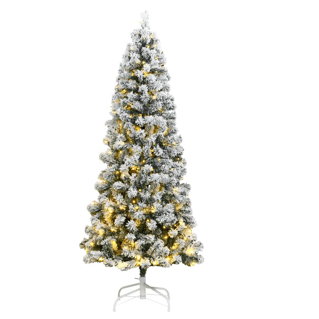 vidaXL Artificial Hinged Christmas Tree 300 LEDs & Flocked Snow 180 cm