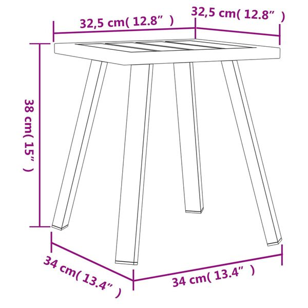 vidaXL Garden Table Anthracite 34x34x38 cm Steel