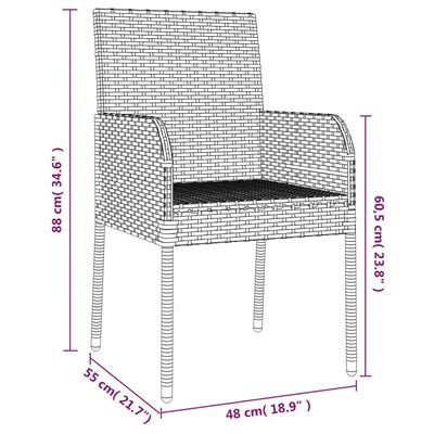 vidaXL 7 Piece Garden Dining Set with Cushions Grey Poly Rattan