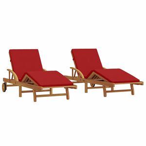 vidaXL Sun Lounger 2 pcs Red 200 x 67 x 84cm Solid Acacia wood