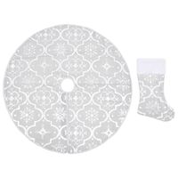 vidaXL Luxury Christmas Tree Skirt with Sock White 90 cm Fabric