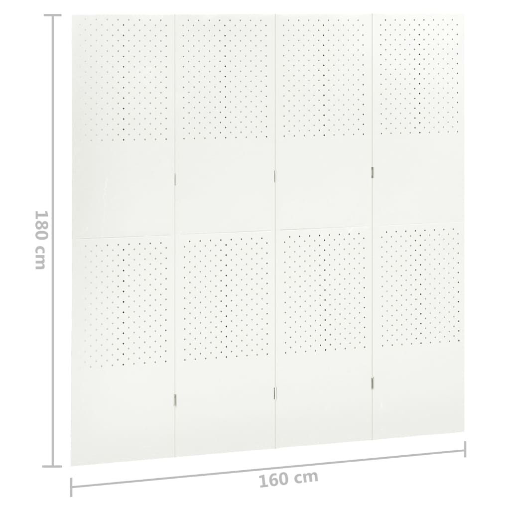 vidaXL 4-Panel Room Divider White 160x180 cm Steel