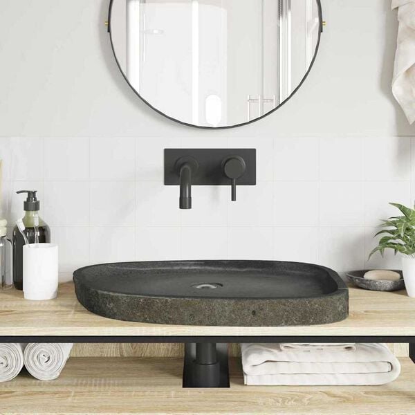 vidaXL Basin Grey (55-65) x (40-50) x 6 cm River stone
