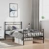 vidaXL Metal Bed Frame without Mattress with Footboard Black 100x190cm