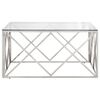 vidaXL Coffee Table Silver Stainless Steel and Tempered Glass