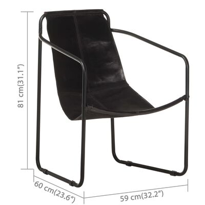 vidaXL Relaxing Armchair Black Real Leather