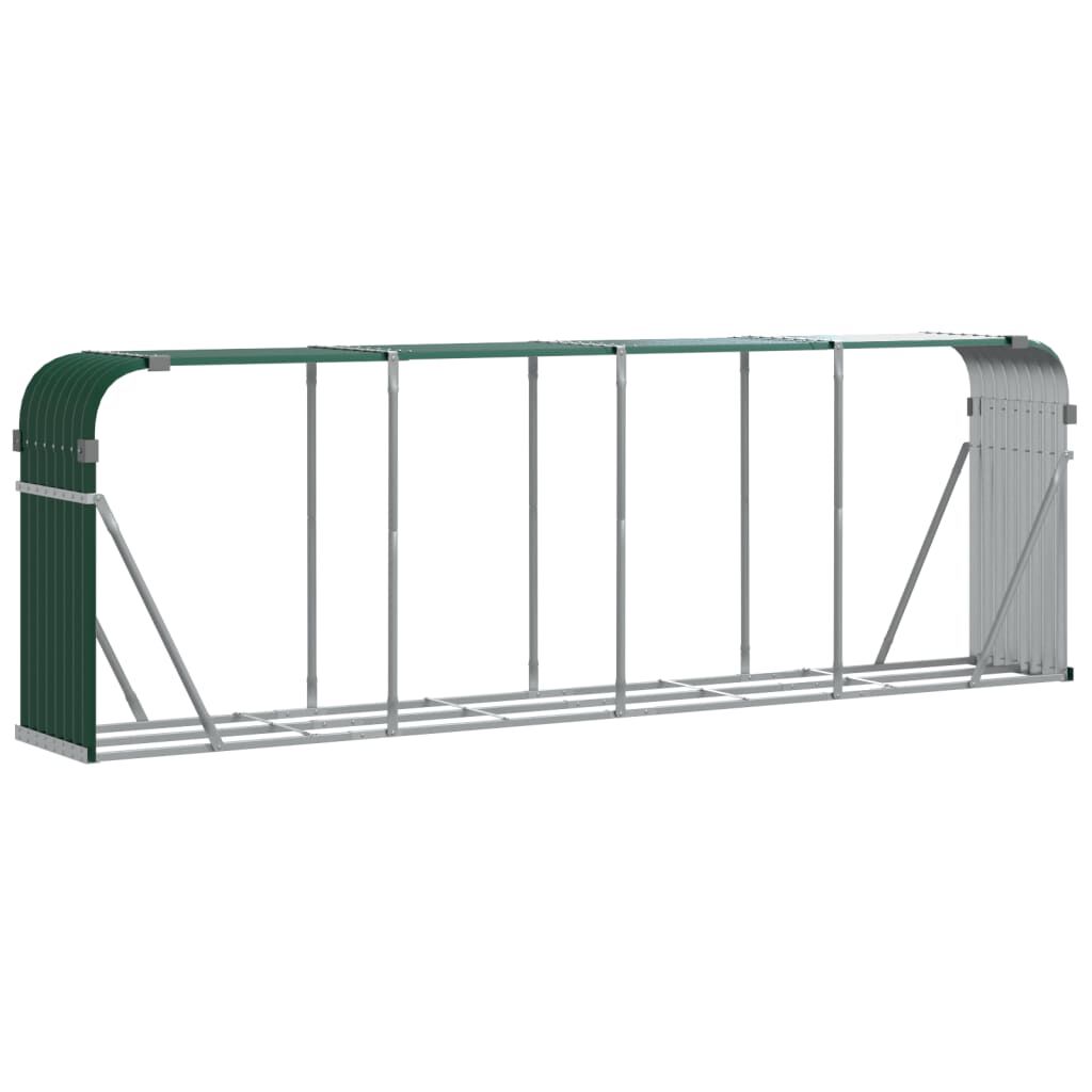 vidaXL Log Holder Green 300x45x100 cm Galvanised Steel