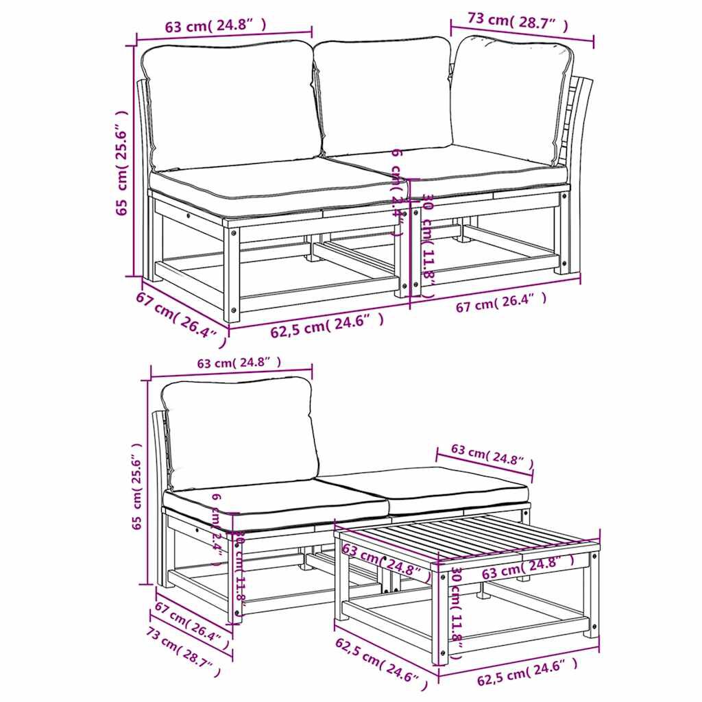 vidaXL 9 Piece Garden Lounge Set with Cushions Solid Wood Acacia