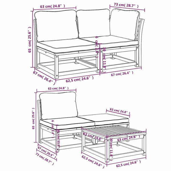 vidaXL 9 Piece Garden Lounge Set with Cushions Solid Wood Acacia