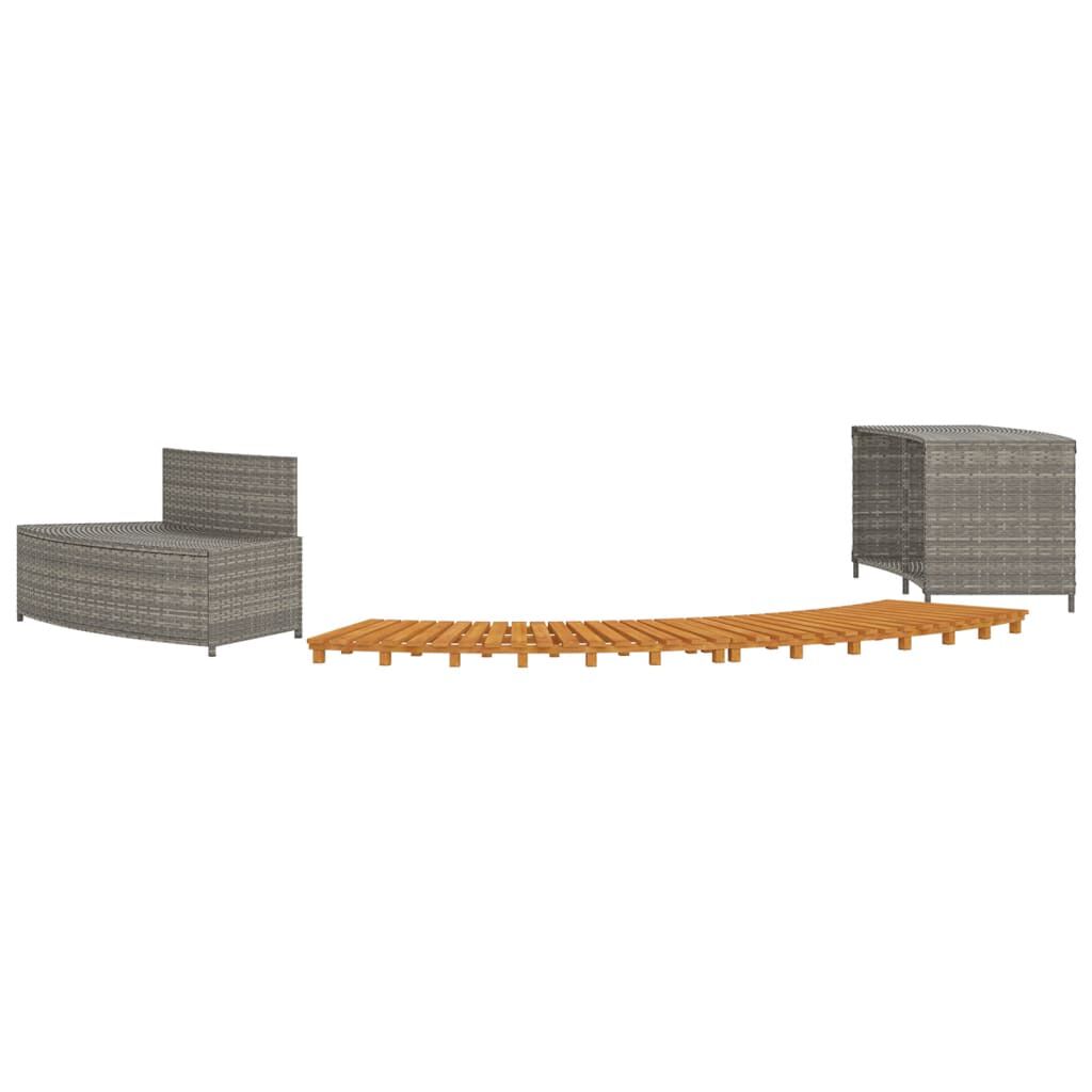 vidaXL Hot Tub Surround Grey Poly Rattan and Solid Wood Acacia