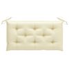 vidaXL Garden Bench with Cream White Cushion 112 cm Solid Teak Wood