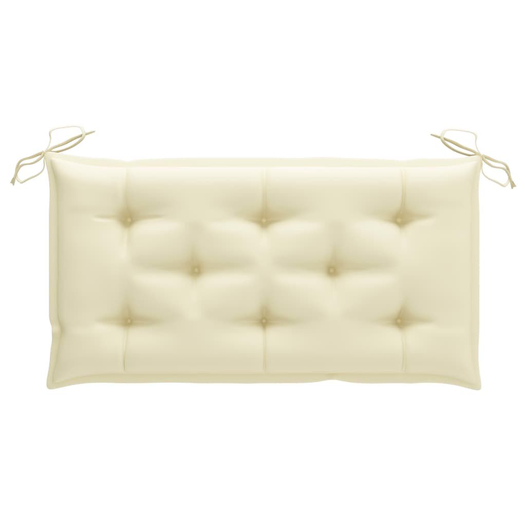vidaXL Garden Bench with Cream White Cushion 112 cm Solid Teak Wood
